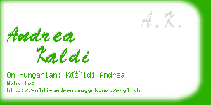 andrea kaldi business card